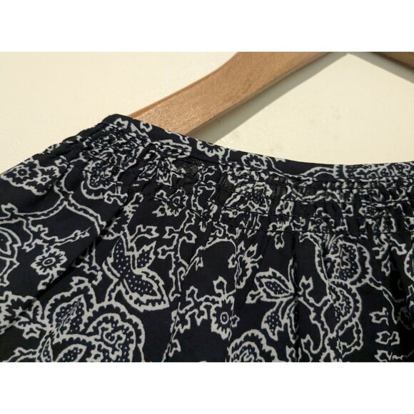 GAP | Navy Blue & White Paisley Print Smocked Peasant Blouse Size M (8-10) - Picture 5 of 6